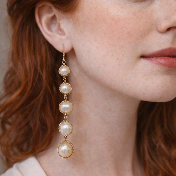 Jewelry - Faux Freshwater Pearl Drop Earrings – Gold Tone